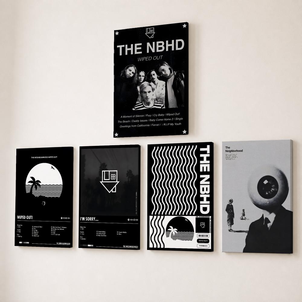 Canvas Wrap Ready - ロックバンド「The N-Neighborhood」絵画・書道HDキャンバスウォールアート、内枠付き、ギャラリーラップ済み、すぐに飾れるホームデコレーション
