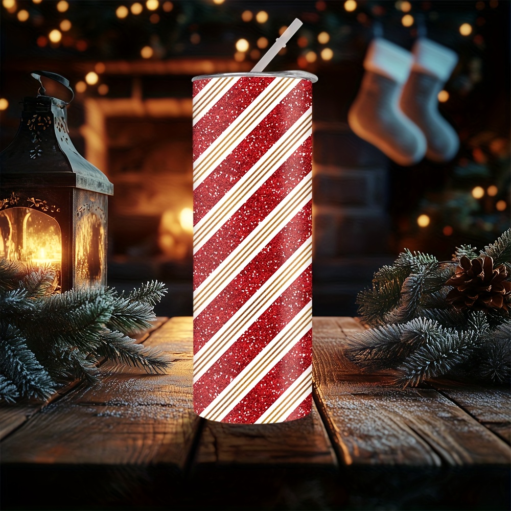 20オンスのクリスマス用赤白斜めストライプ柄ストレートウォー - Tumbler 20Oz White のレビューと価格