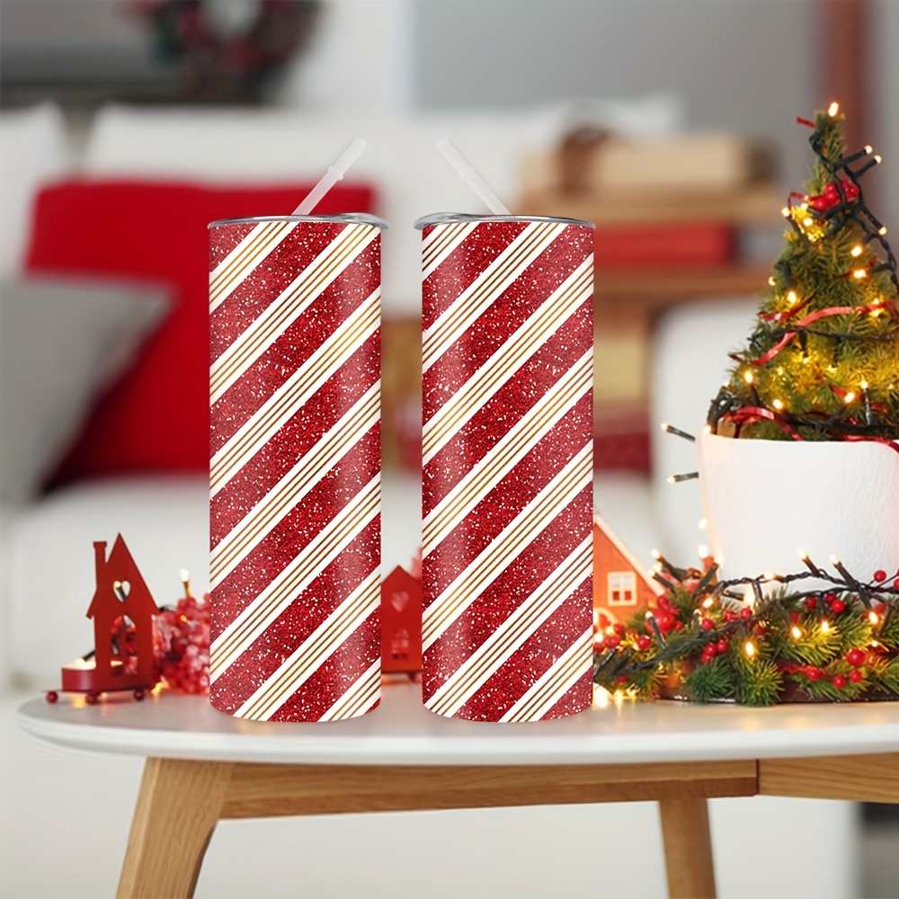 20オンスのクリスマス用赤白斜めストライプ柄ストレートウォー - Tumbler 20Oz White のレビューと価格