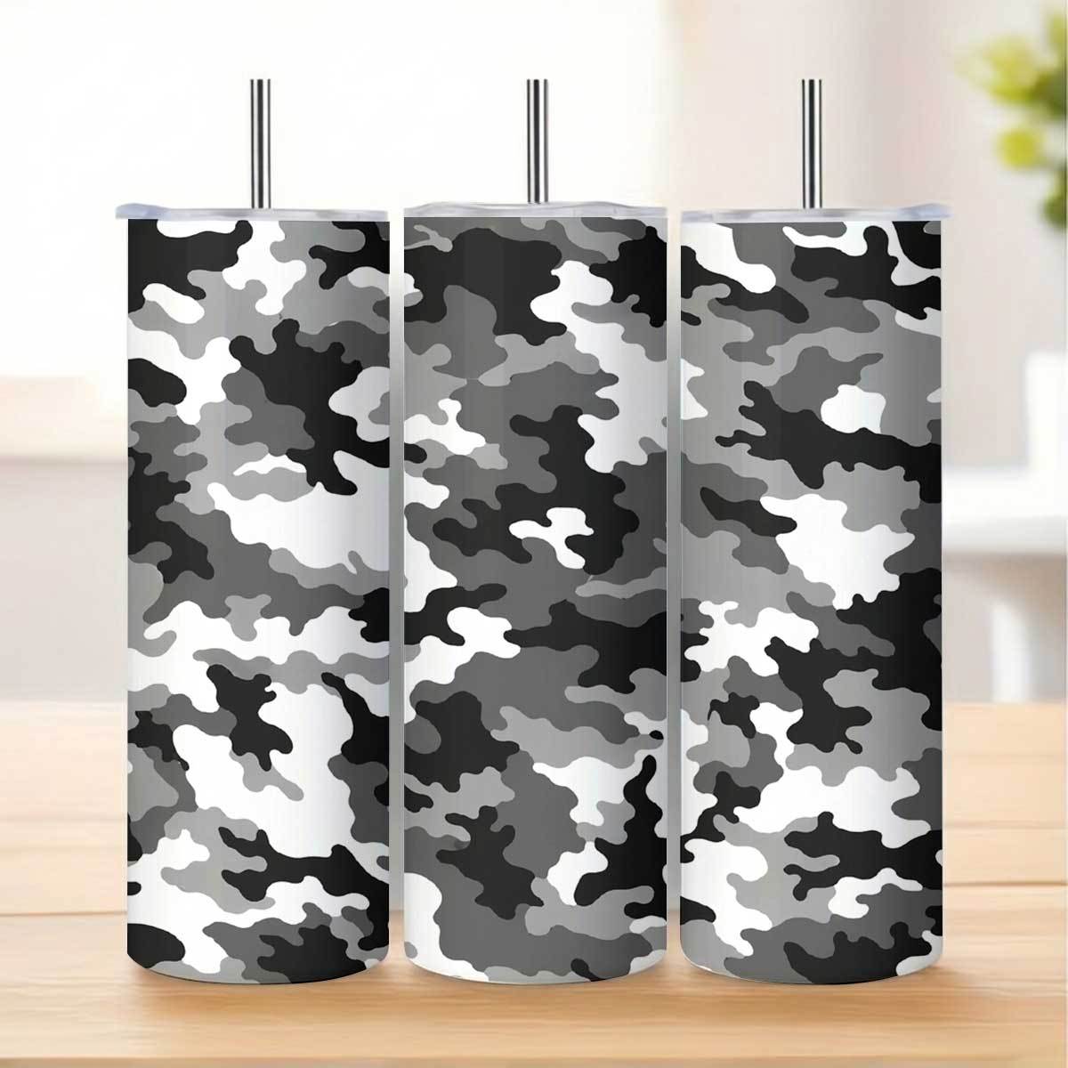 20オンス グレー ブラック ホワイト 迷彩柄 ステンレス製 - Tumbler 20Oz White のレビューと価格